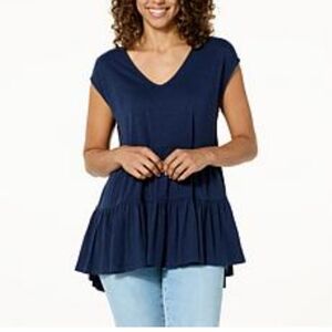 🌟 DG2 Diane Gilman tiered shirt size large NWT